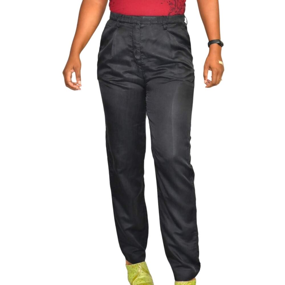 Acne Play Pants Black High Rise Trousers Dress Straight Leg Pleated Size 34 2 XS